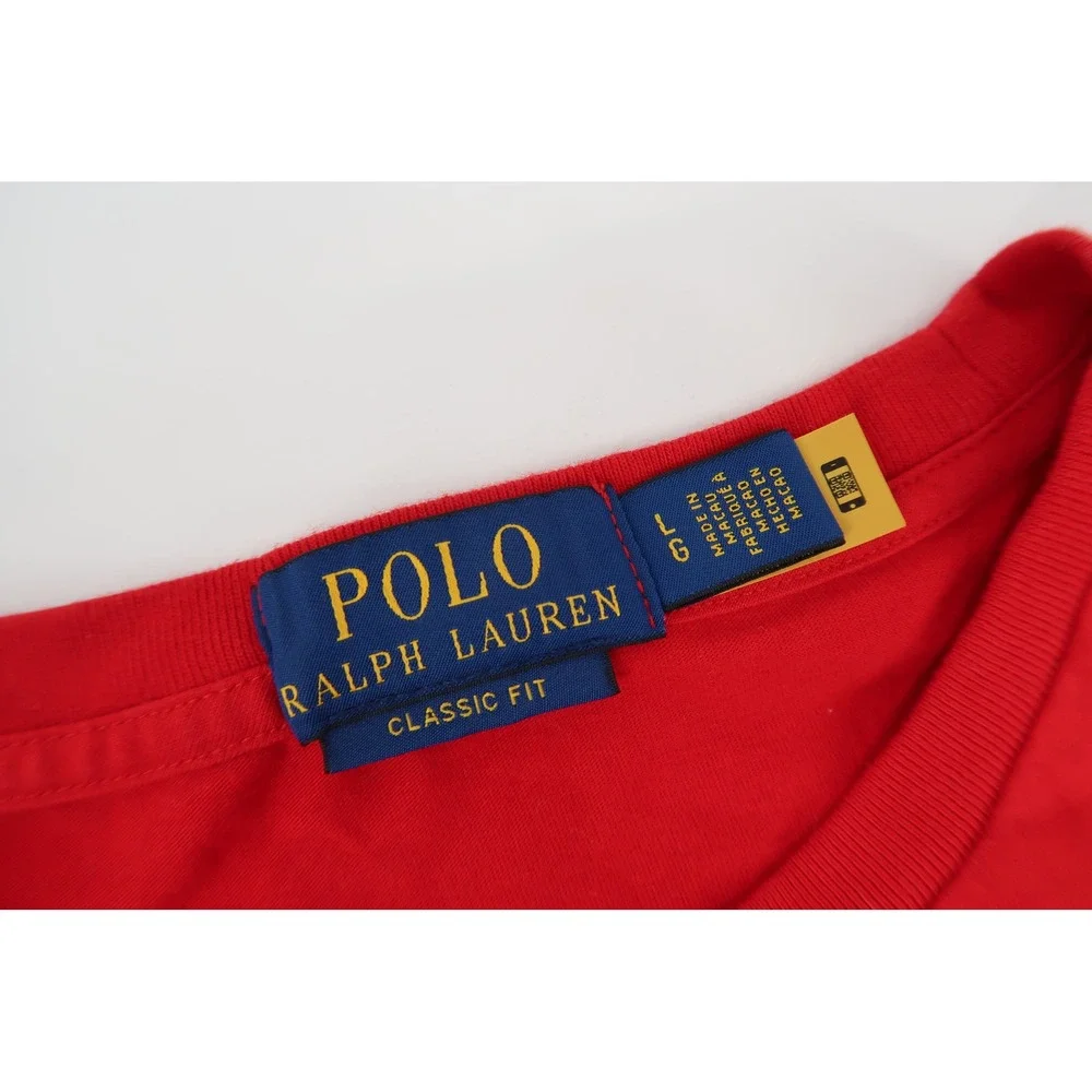 Polo Ralph Lauren T-Shirt Mens Large Red Polo Bear Winter Graphic Classic Fit